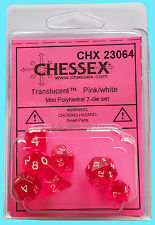 7 Pink w/white Transparent Polyhedral Dice Set - CHX23064